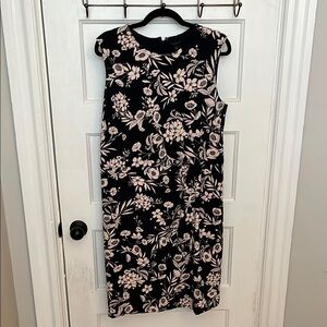 Ann Taylor Navy and Blush Floral Sheath Dress Size 14